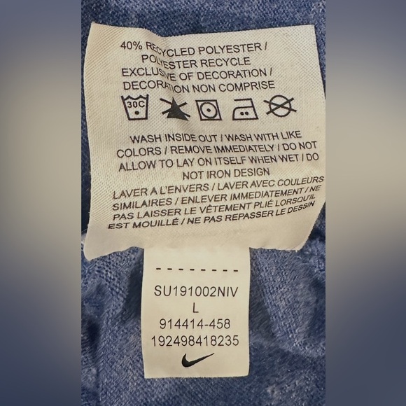Nike Hoodie Size Large Heathered Blue Lightweight Kangaroo Pocket Long Sleeve - Picture 8 of 10